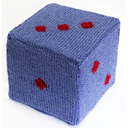 knitted dice at The Road to Knitting