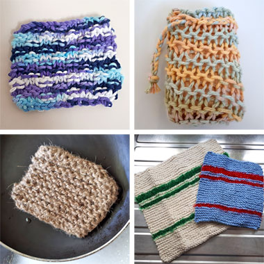 Eco-friendly wipes, soap saver, scrubber and dishcloths knitting patterns